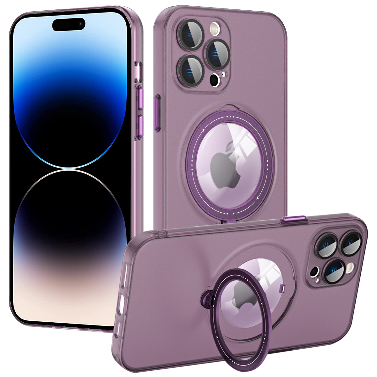 For iPhone 14 Pro Max Convex Lens Ring Kickstand Anti-drop Case PC TPU Phone Cover Compatible with MagSafe For iPhone 14 Pro Max Convex Lens Ring Kickstand Anti-drop Case PC TPU Phone Cover Compatible with MagSafe